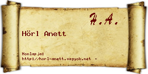 Hörl Anett névjegykártya